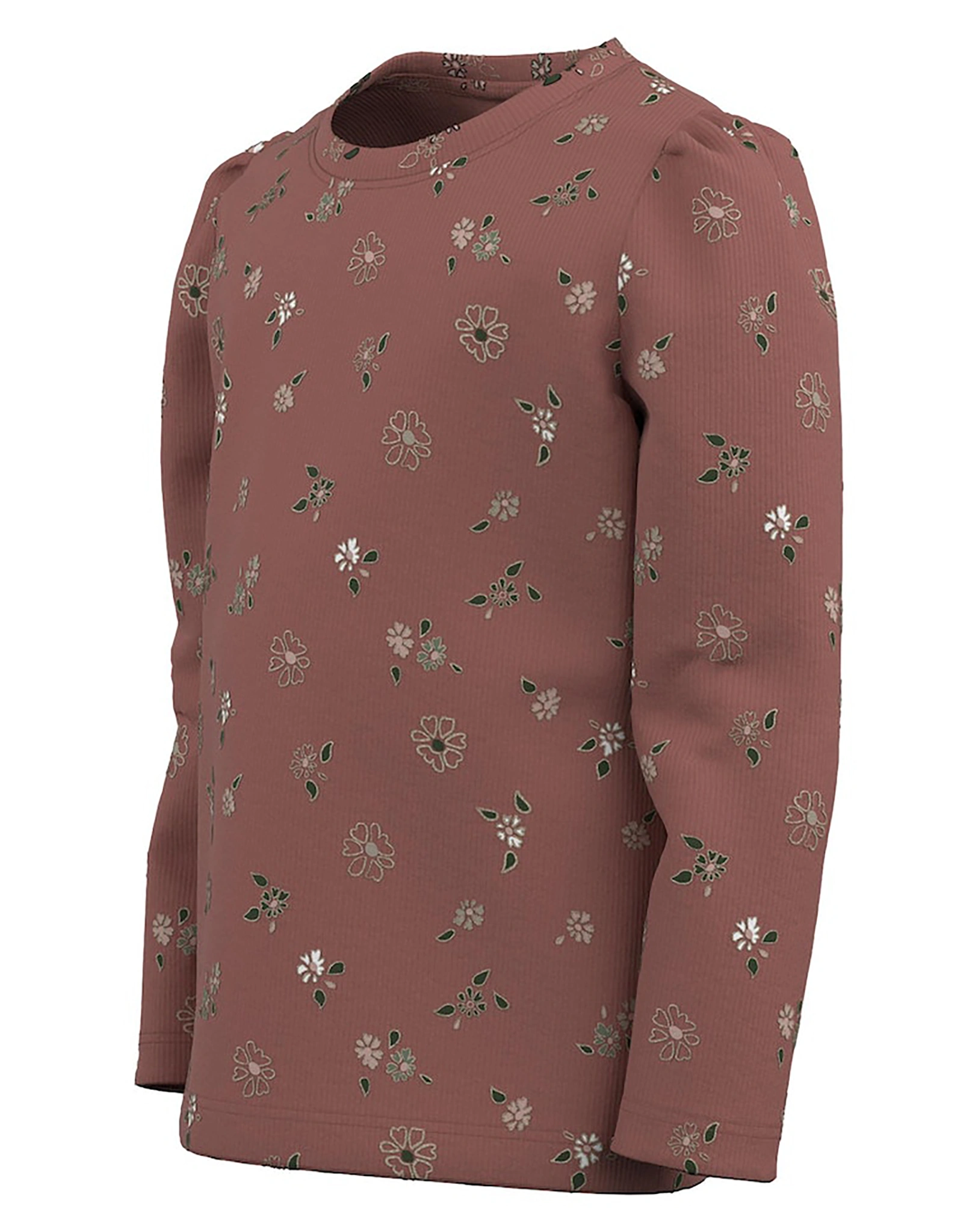Langarmshirt NMFOSHA FLOWERS in light mahagony