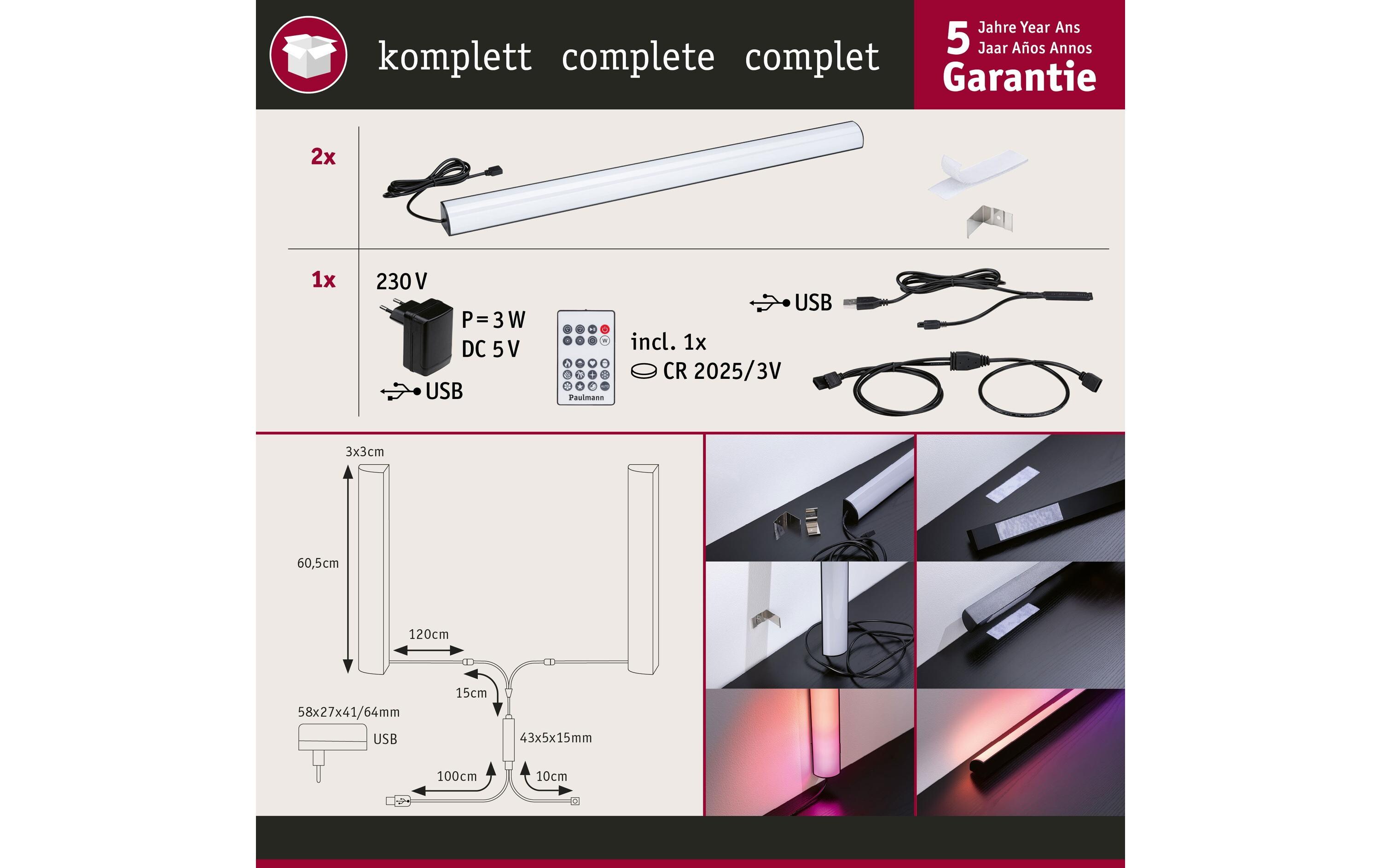EntertainLED Lightbar Dynamic RGB, 60 cm, Schwarz, 2er SetLED-Lichtleiste