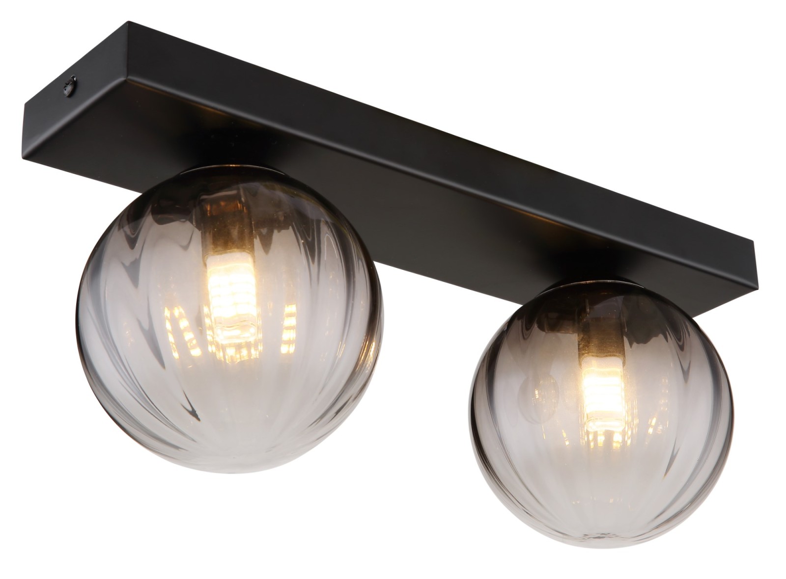 Deckenlampe - schwarz matt - rauchfarben - Glas - 2-flammig