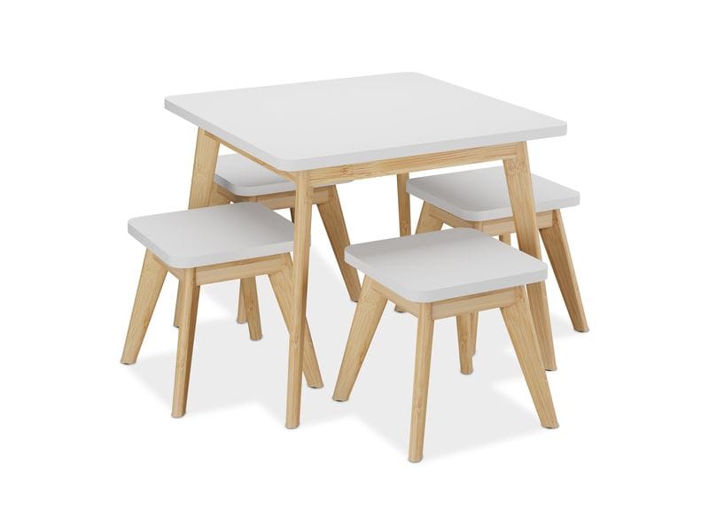 relaxdays Kindersitzgruppe MDF / Bambus, 5-teilig Sitzgarnitur für das Kinderzimmer