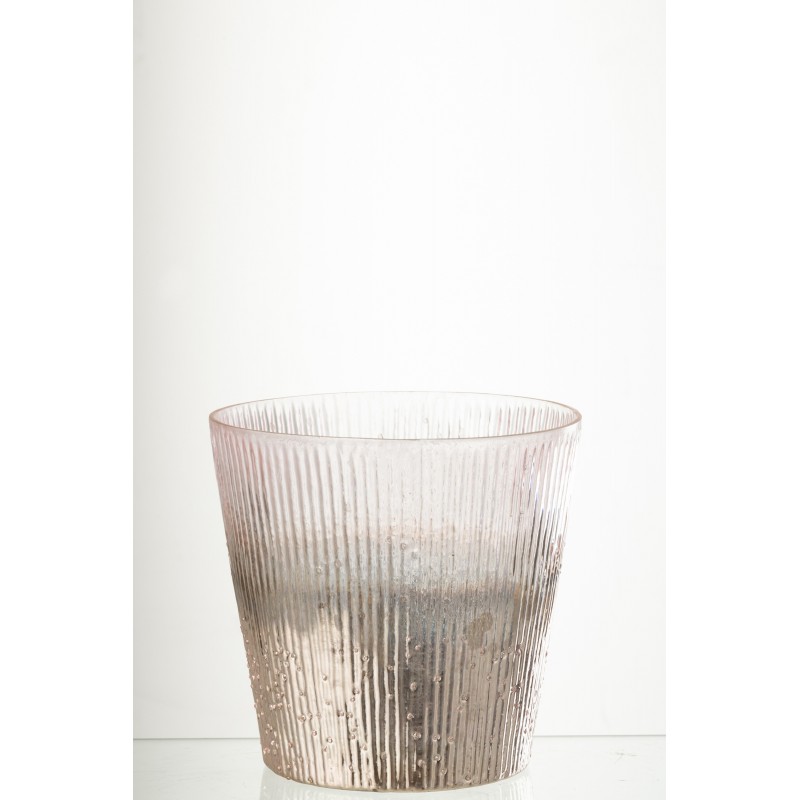 Photophore en verre rose 17x17x16 cm