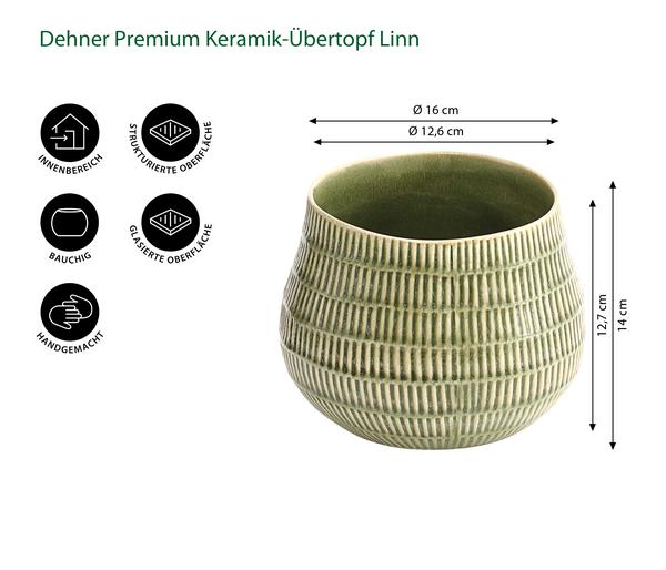 Dehner Keramik-Übertopf Linn, bauchig,