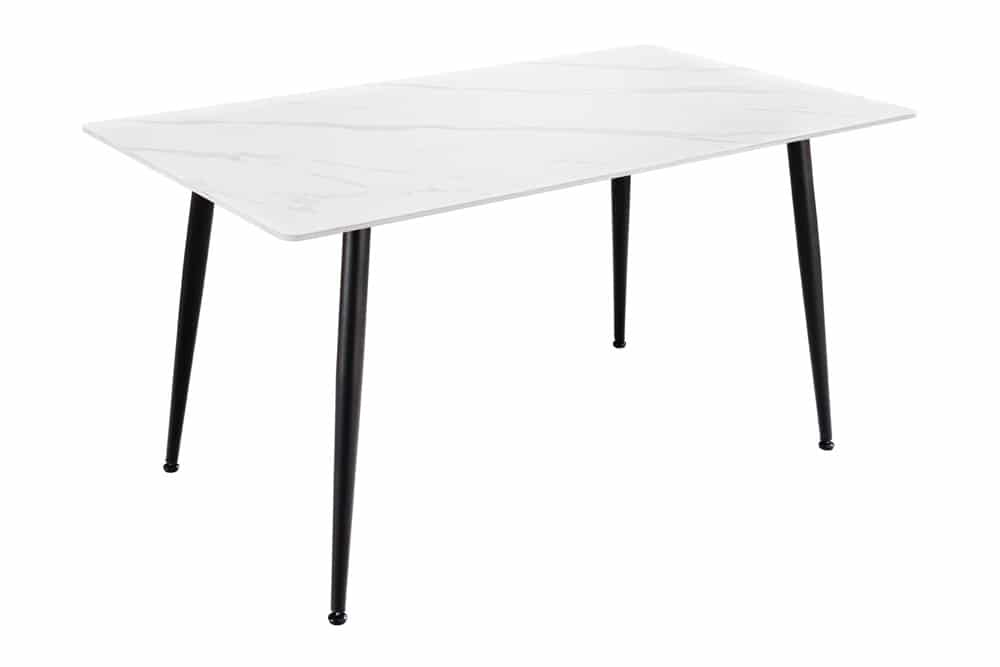 Moderner Esstisch MILANO 140cm weiß Keramik schwarze Metallbeine