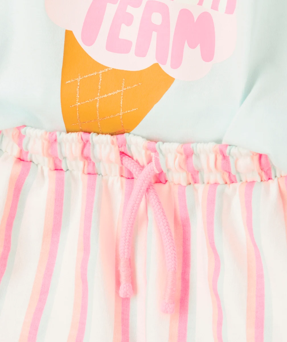 pyjama fille en coton bio bleu rose et marron thème glace