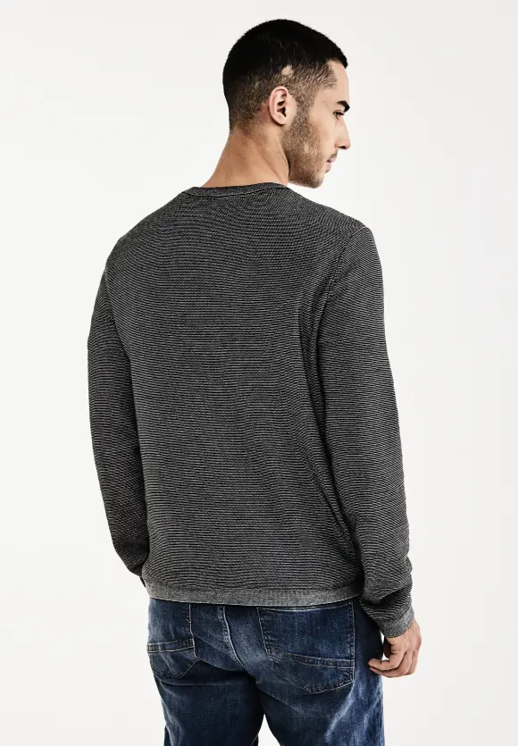 Feiner Slub-Pullover - carbon grey melange