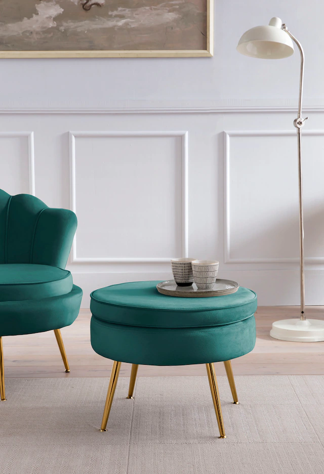 SalesFever Polsterhocker »Calm Gepolsterter Hocker mit Charme« mit hohem Sitzkissen