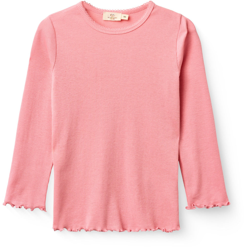 Køb COPENHAGEN COLORS Pink Modal Rib Ls T-Shirt M/ Picot