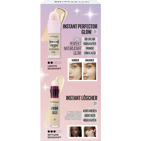 Instant Anti-Age Perfector 4-in-1 Glow Make-Up 01 Light + Löscher Multi-Use Concealer 01 Light