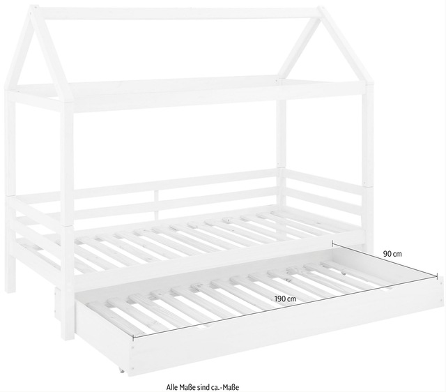 Lüttenhütt Kinderbett »Alpi« inklusive Bettschubkasten und Lattenrost, Liegefläche 90x200 cm,