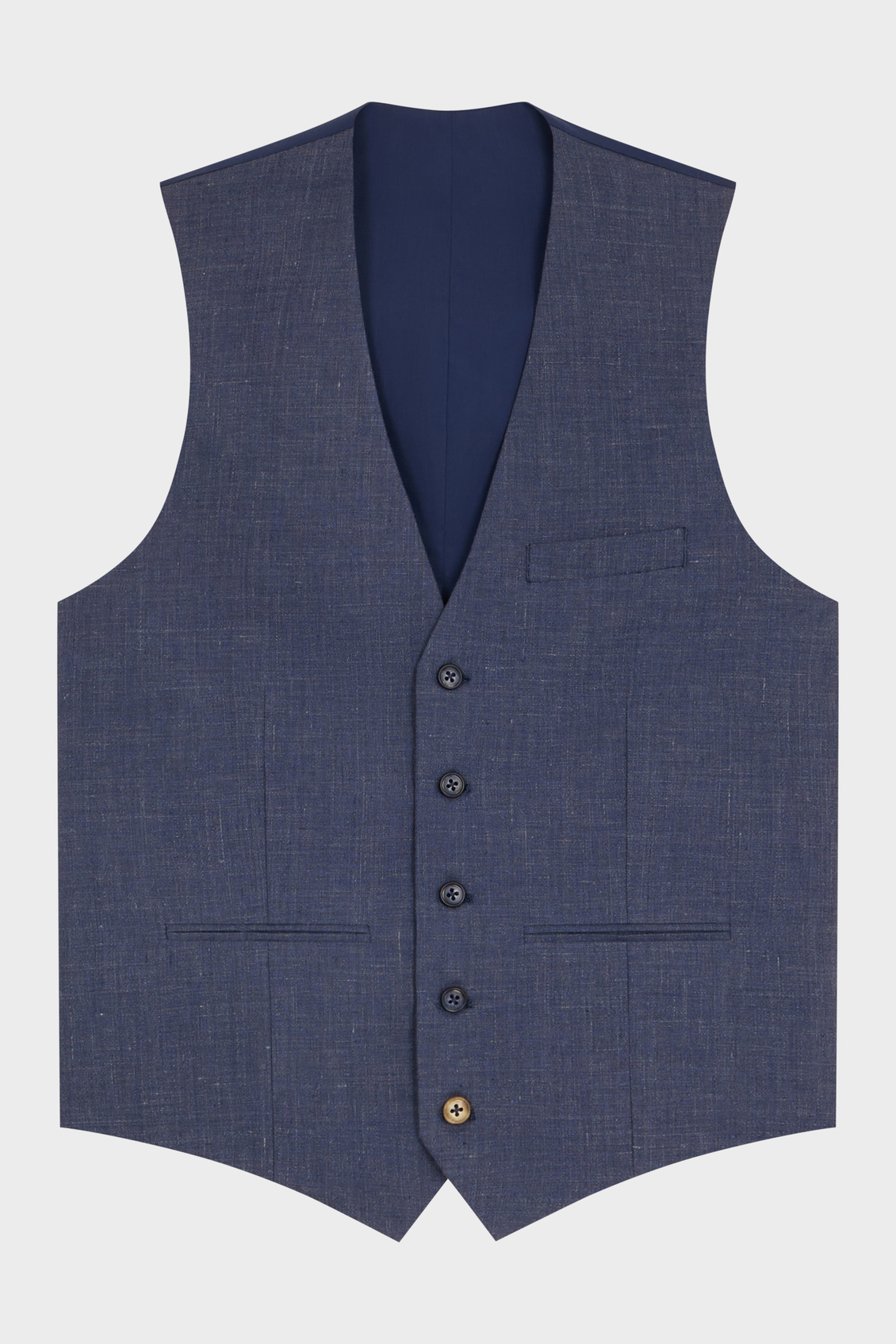 Gilet casual en lin et coton unis bleu indigo