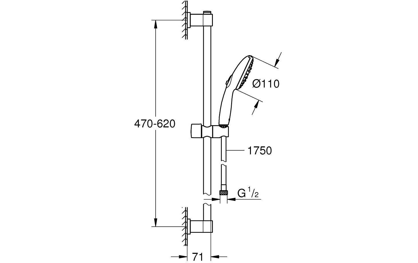 Duschsystem Vitalio Start 110 ChromDuschstangenset