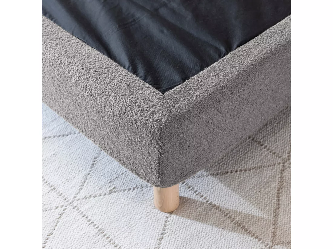 Cache-sommier bouclette intégral gris foncé 180x200 - Boucletta