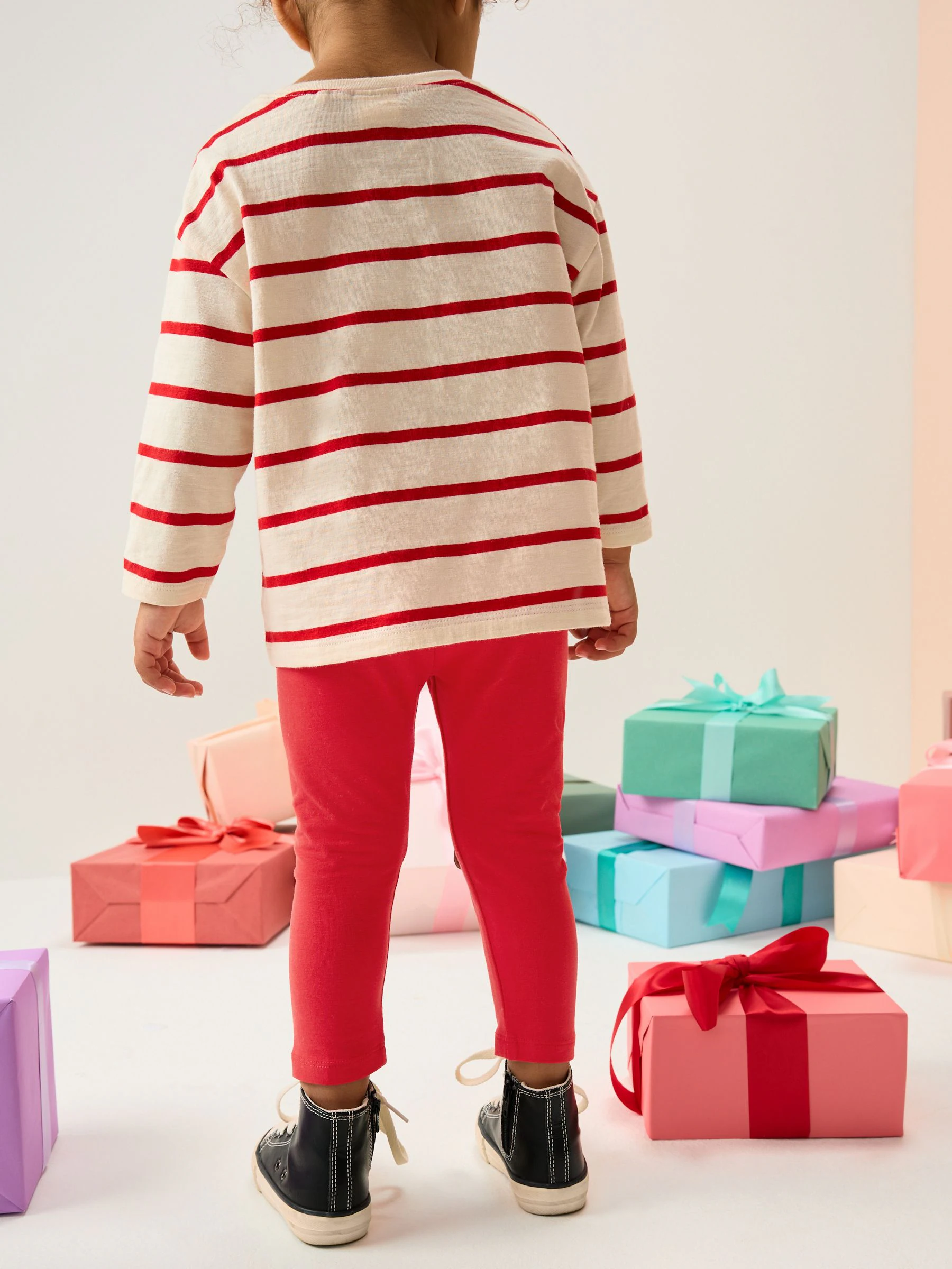 Rood kerstrendier - Versierde leggings (3 mnd-7 jr)