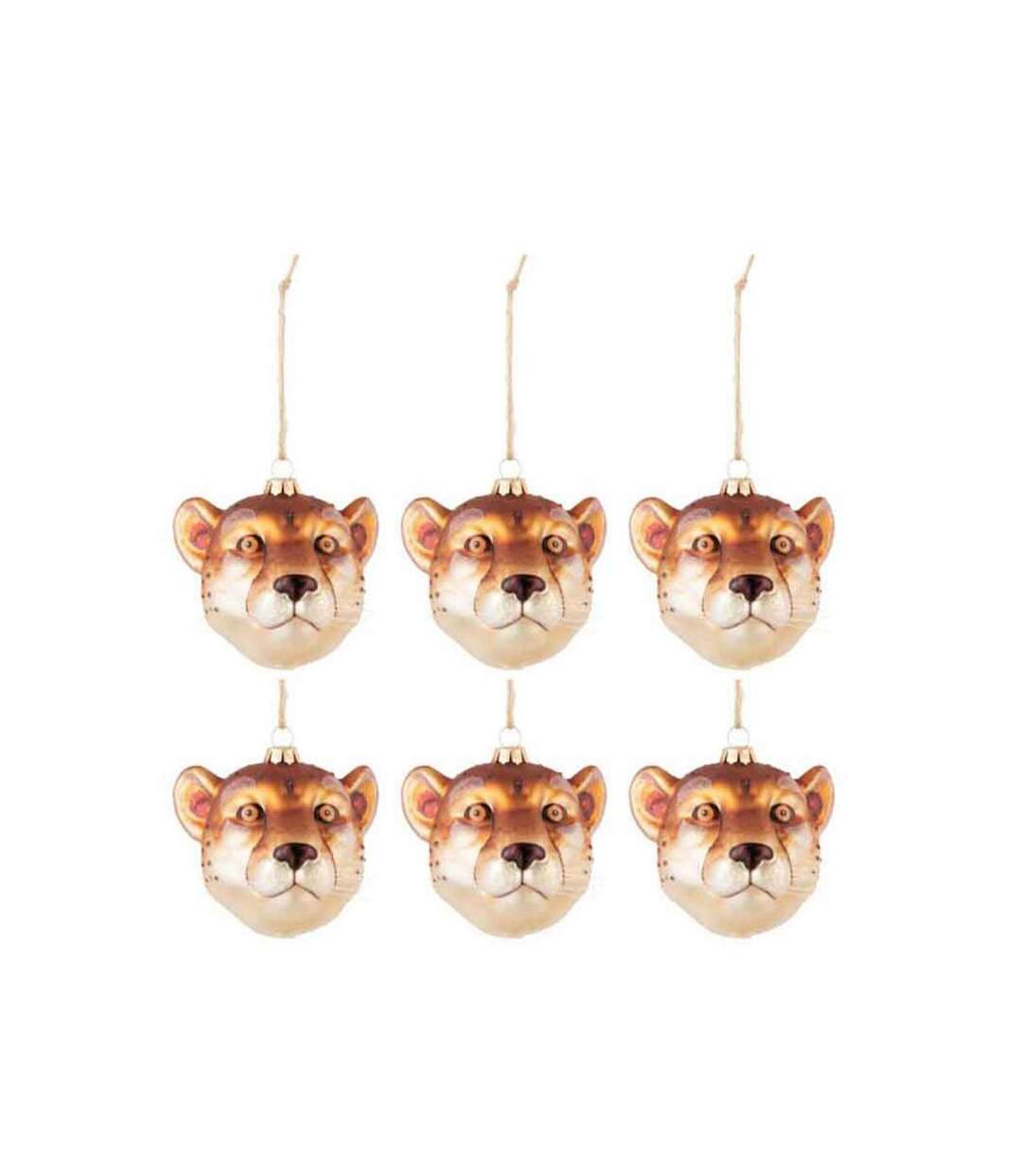 Paris Prix - Lot De 6 Boules De Noël lion 10cm Marron