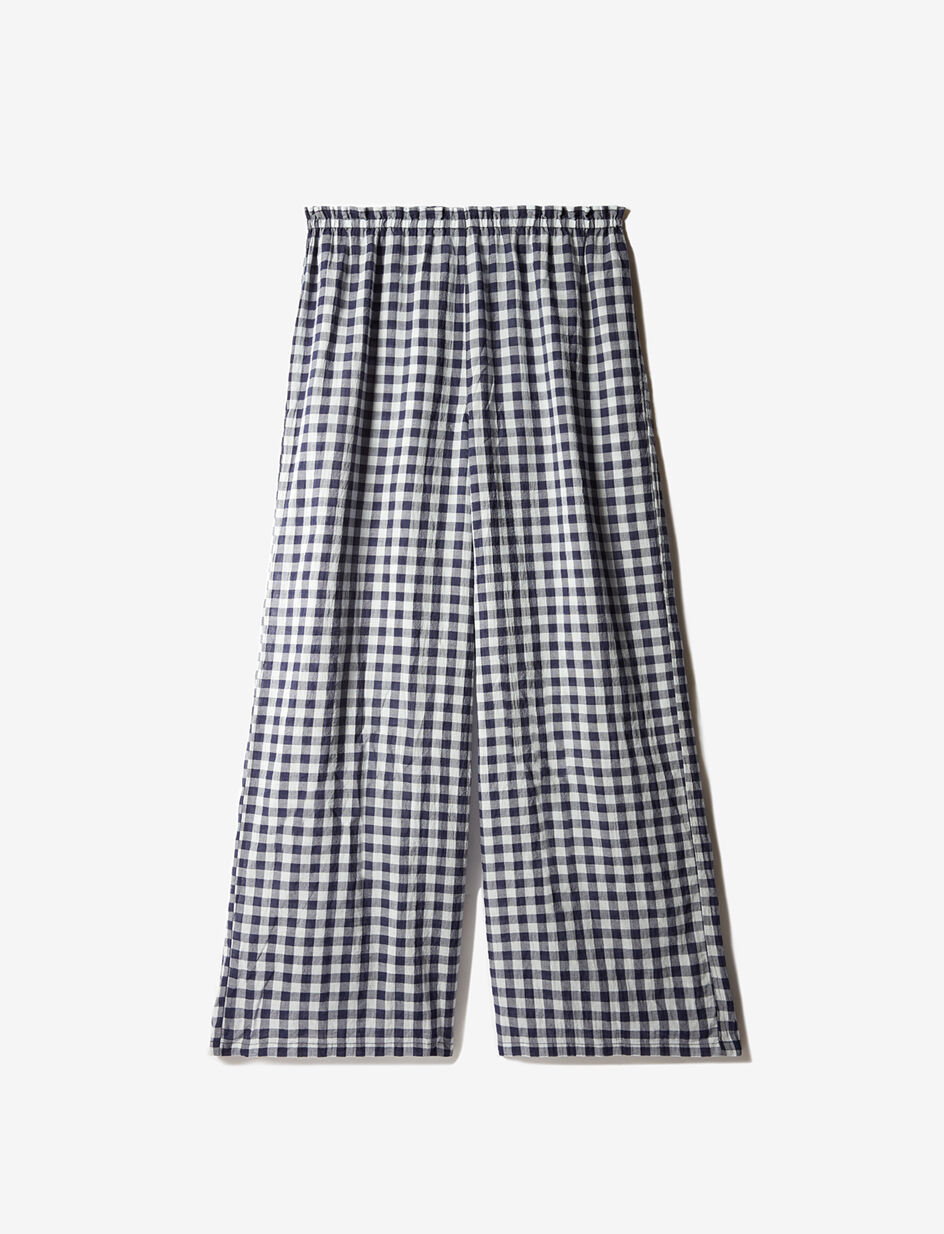 Pantalon gaucho - vichy bleu marine