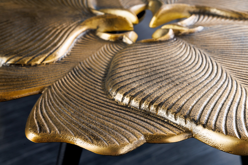 Dekorativer Beistelltisch GINKGO LEAFS 60cm gold handmade Metall
