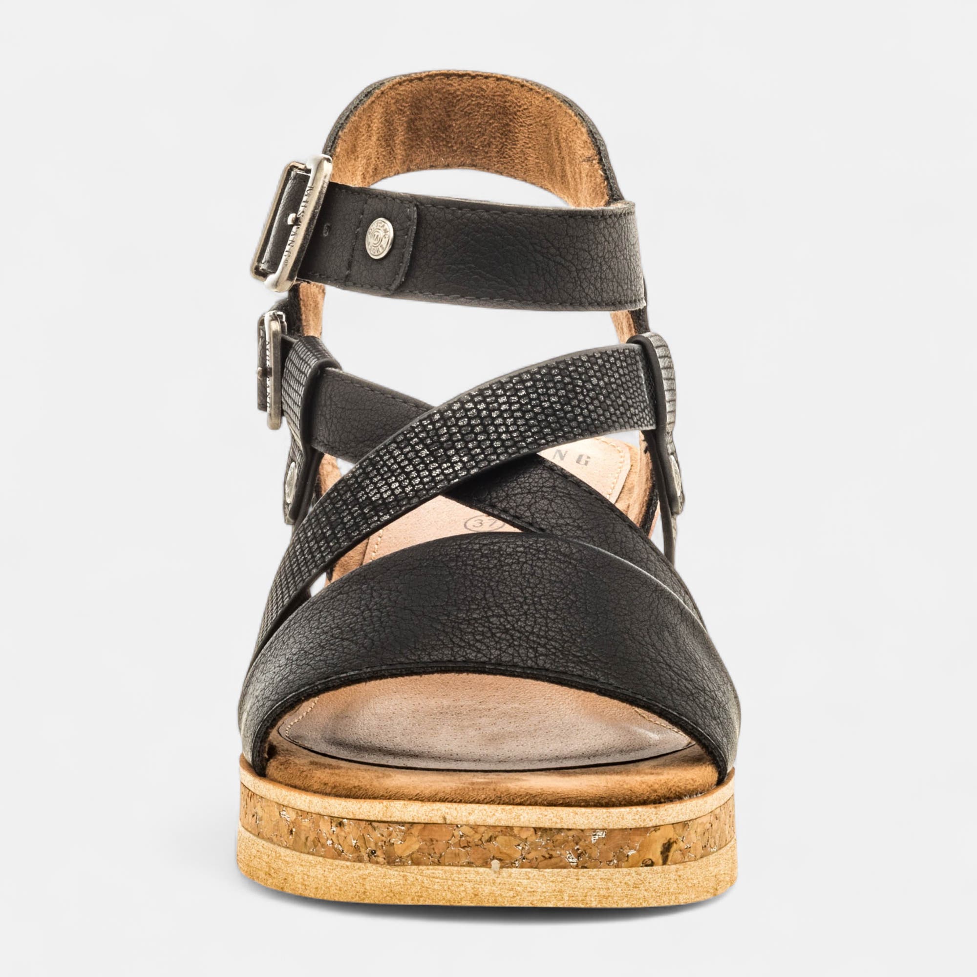 Nu-pieds à talon compensé Femme noir