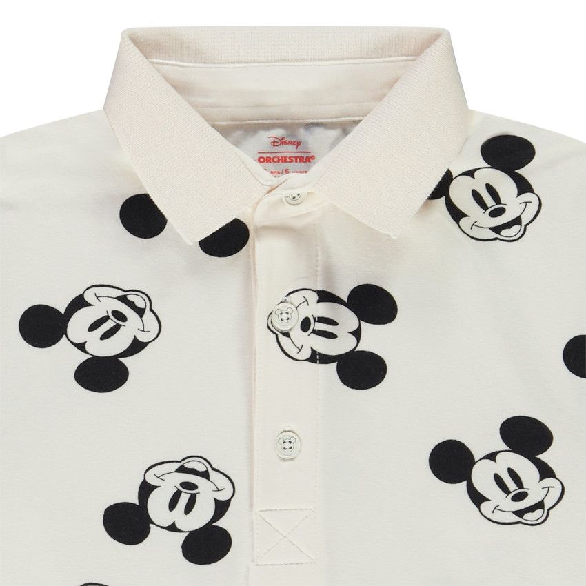 Polo manches longues en jersey imprimé Mickey Disney pour garçon - Ecru