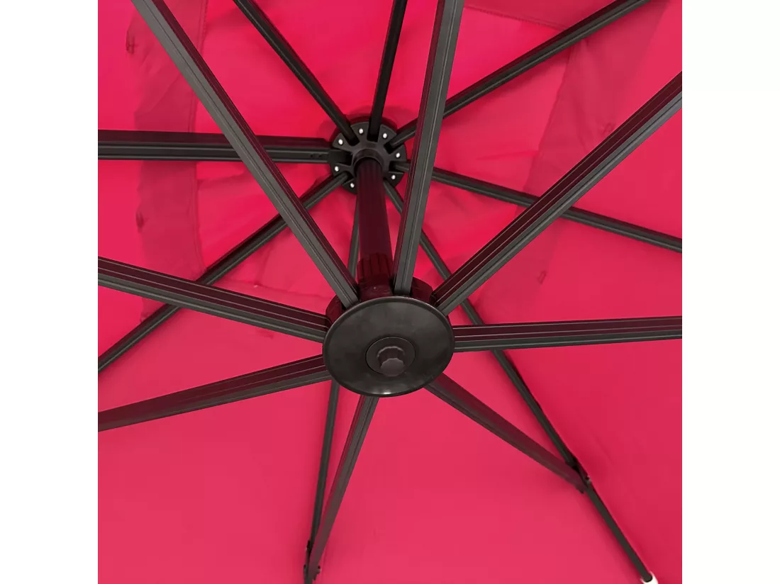 Parasol déporté MOLOKAI carré 3x3m fuchsia + housse - HAPPY GARDEN