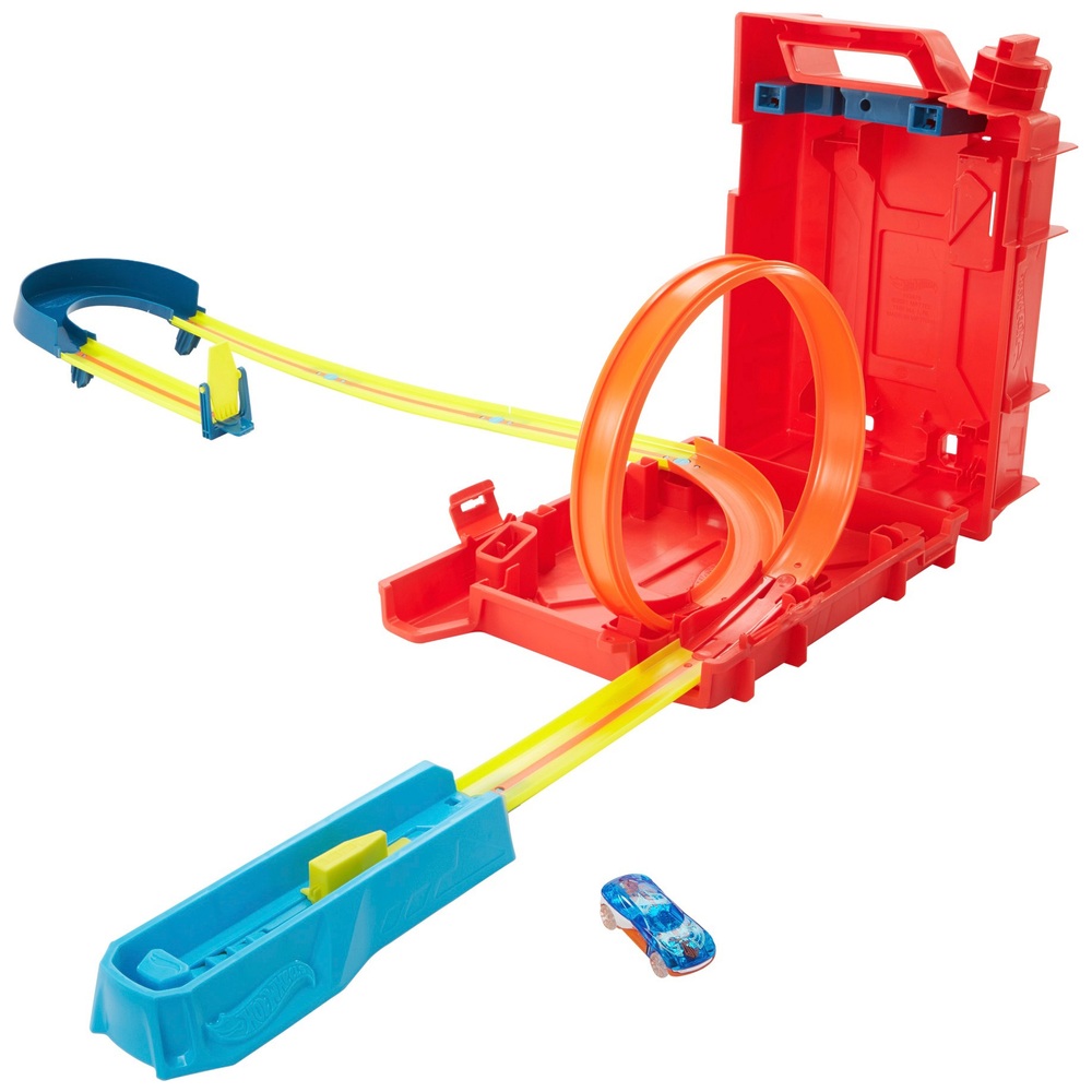 Hot Wheels Track Builder Unlimited Fuel Can Stunt Box und Fahrzeug
