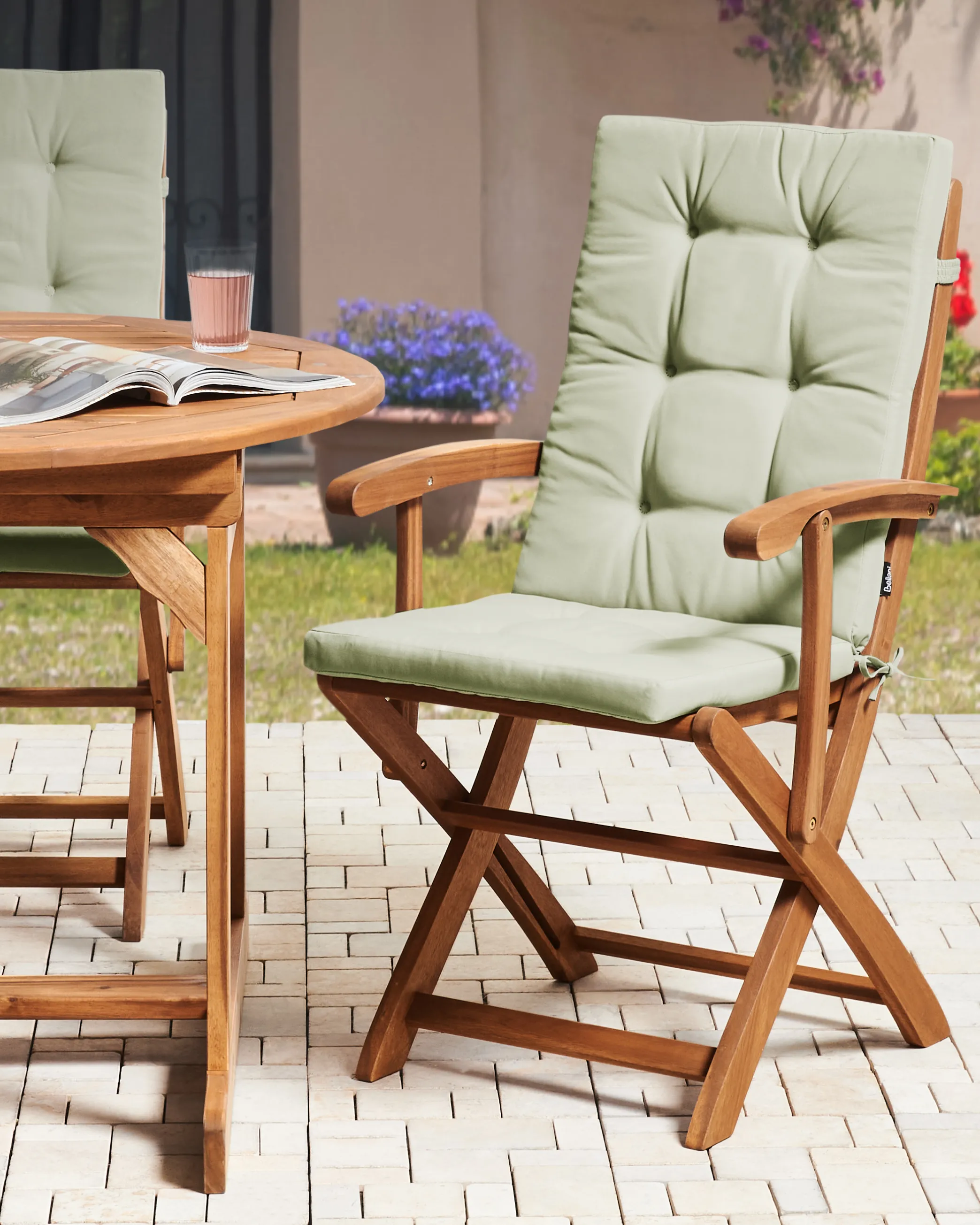 Set van 2 stoelen met zitkussen MAUI PREMIUM Acaciahout Lichtgroen