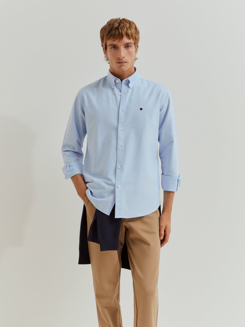 Camisa oxford regular fit em algodão