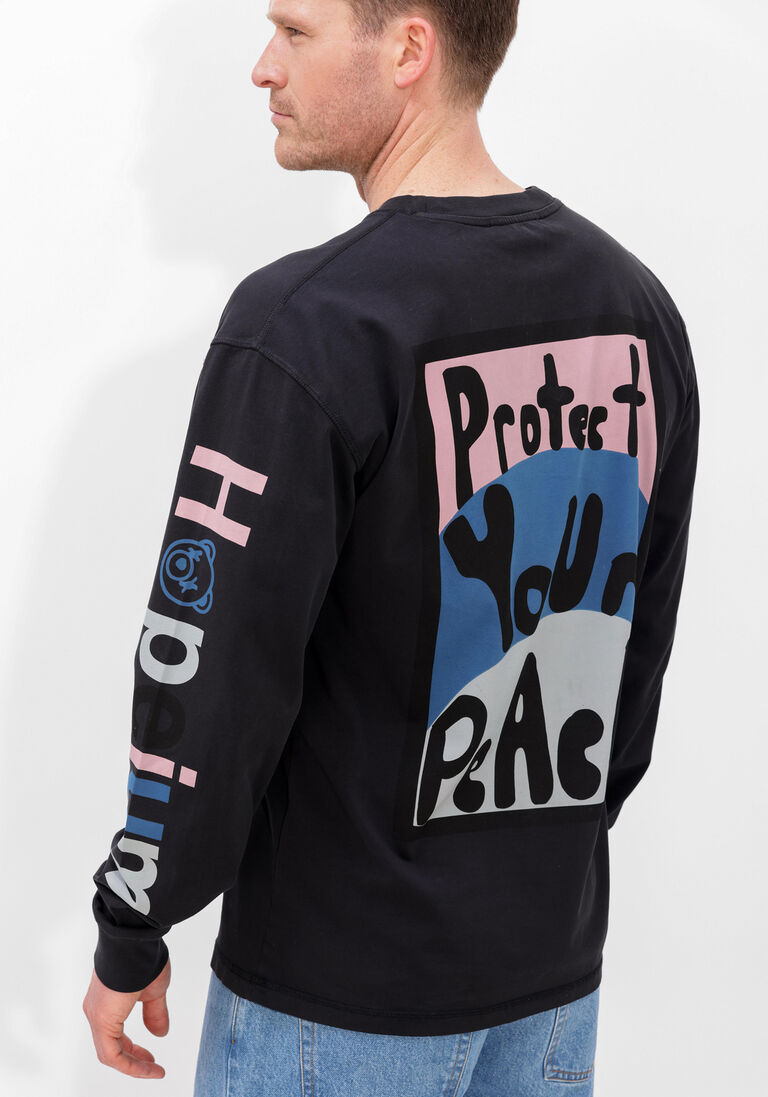 zwarte hopeium t-shirt protect your peace tee l/s