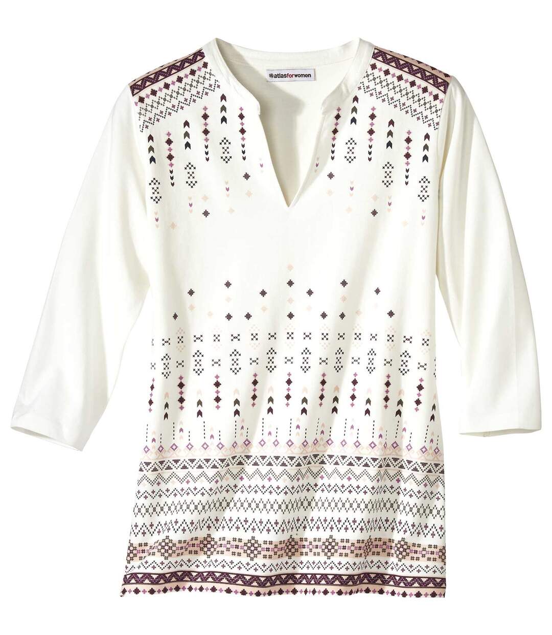 Tee-Shirt Imprimé Col Djellaba