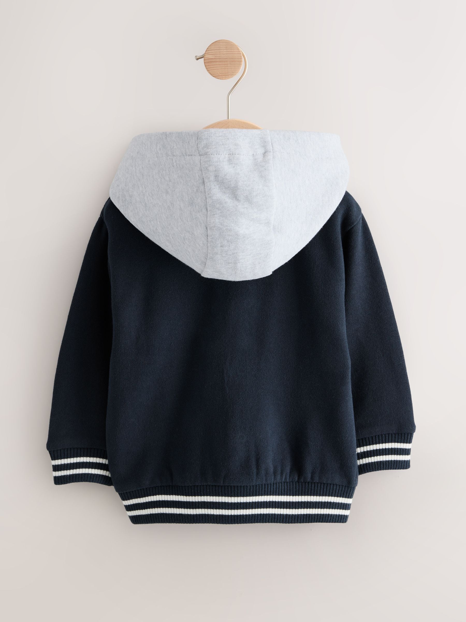 Marineblauw met berenprint - Jersey bomberjack (3mnd -7jr)