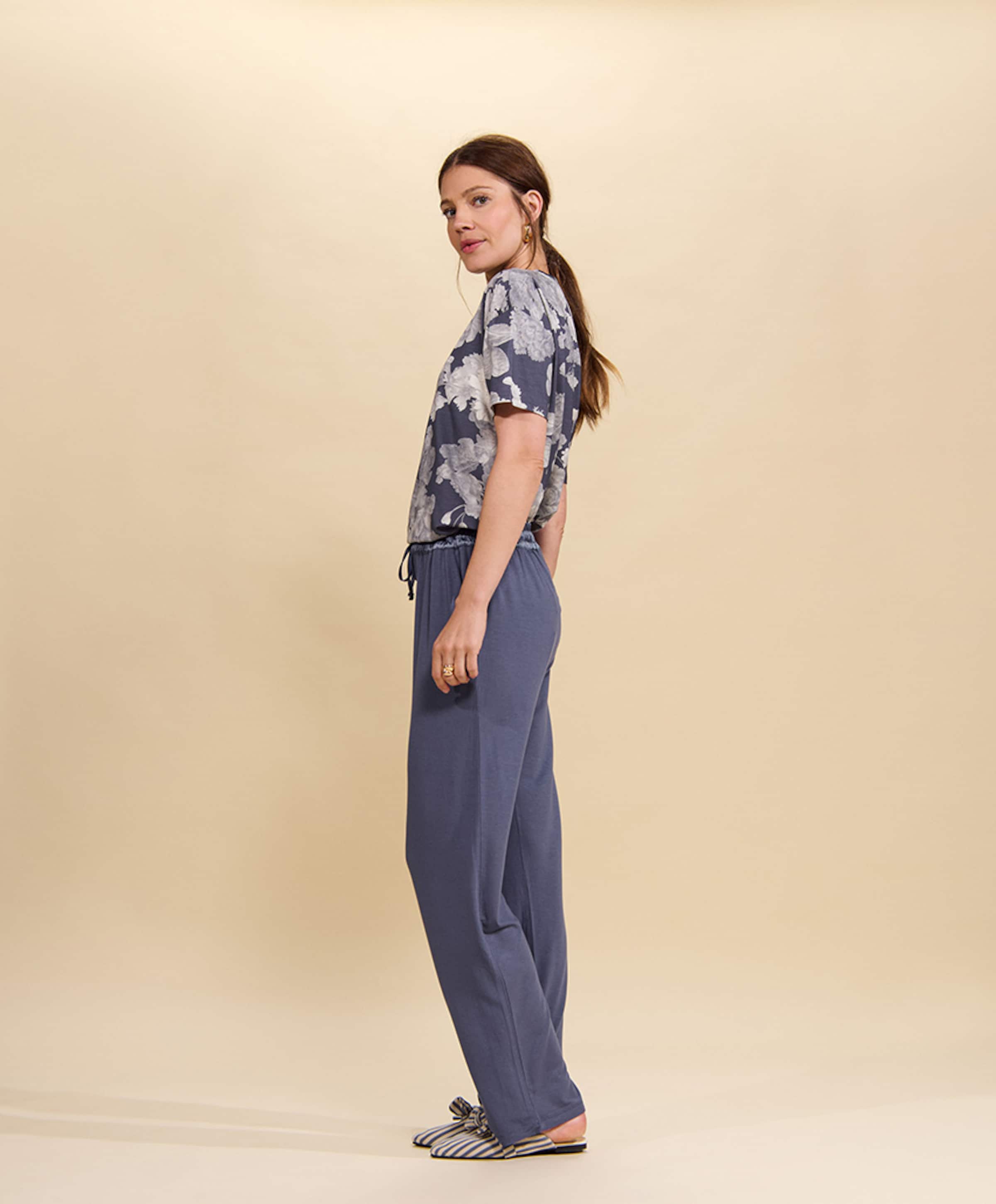 Essenza Dames pyjamabroek blauw