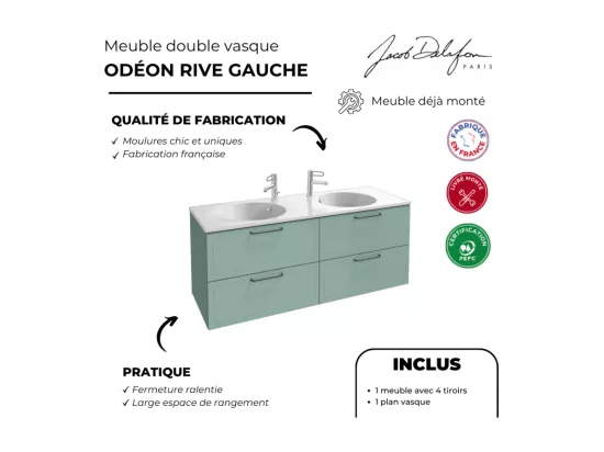 Meuble double vasque 140 cm JACOB DELAFON Odéon Rive Gauche vert olivier