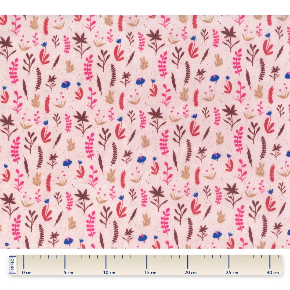 Tissu Enduit Au Mètre Herbier Rose