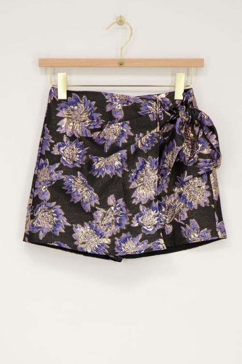 Zwarte & paarse jacquard skort