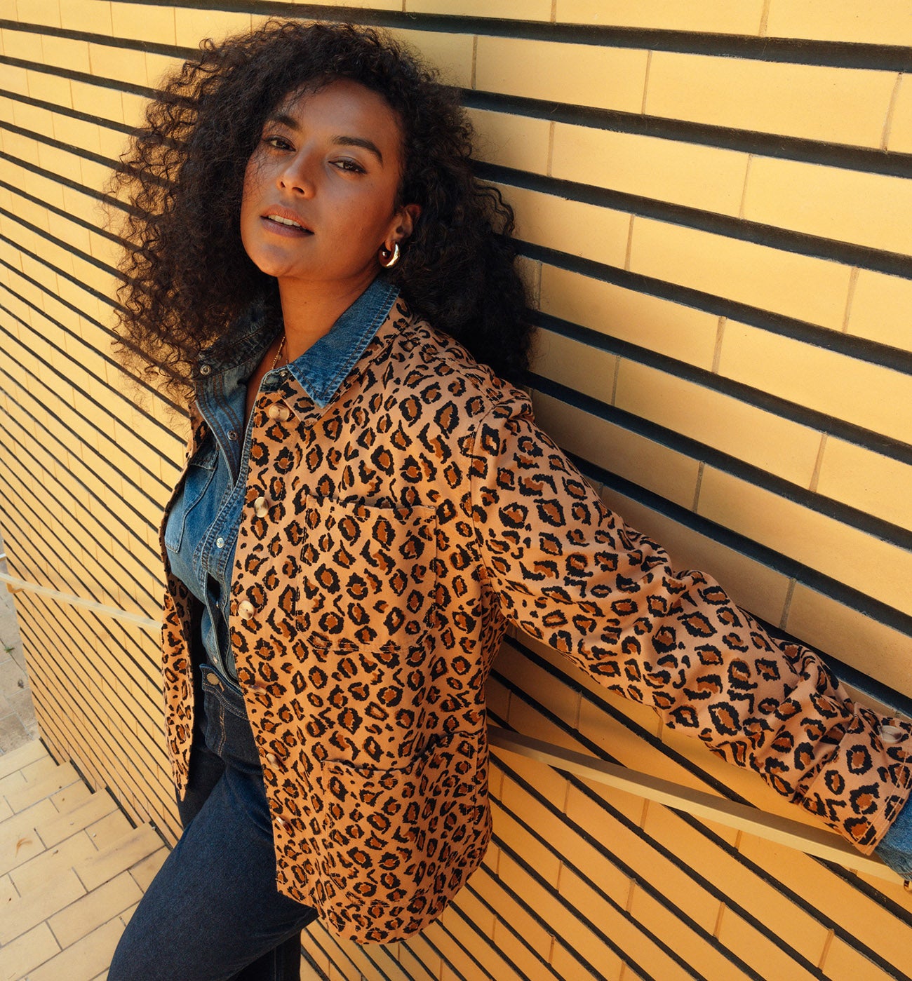 Veste surchemise léopard ALMA - Imprimé marron