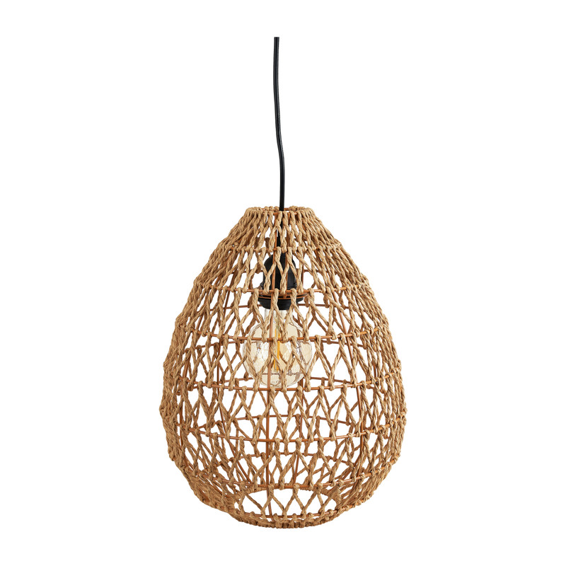 Hanglamp geweven geknoopt - naturel - Ø25x38 cm