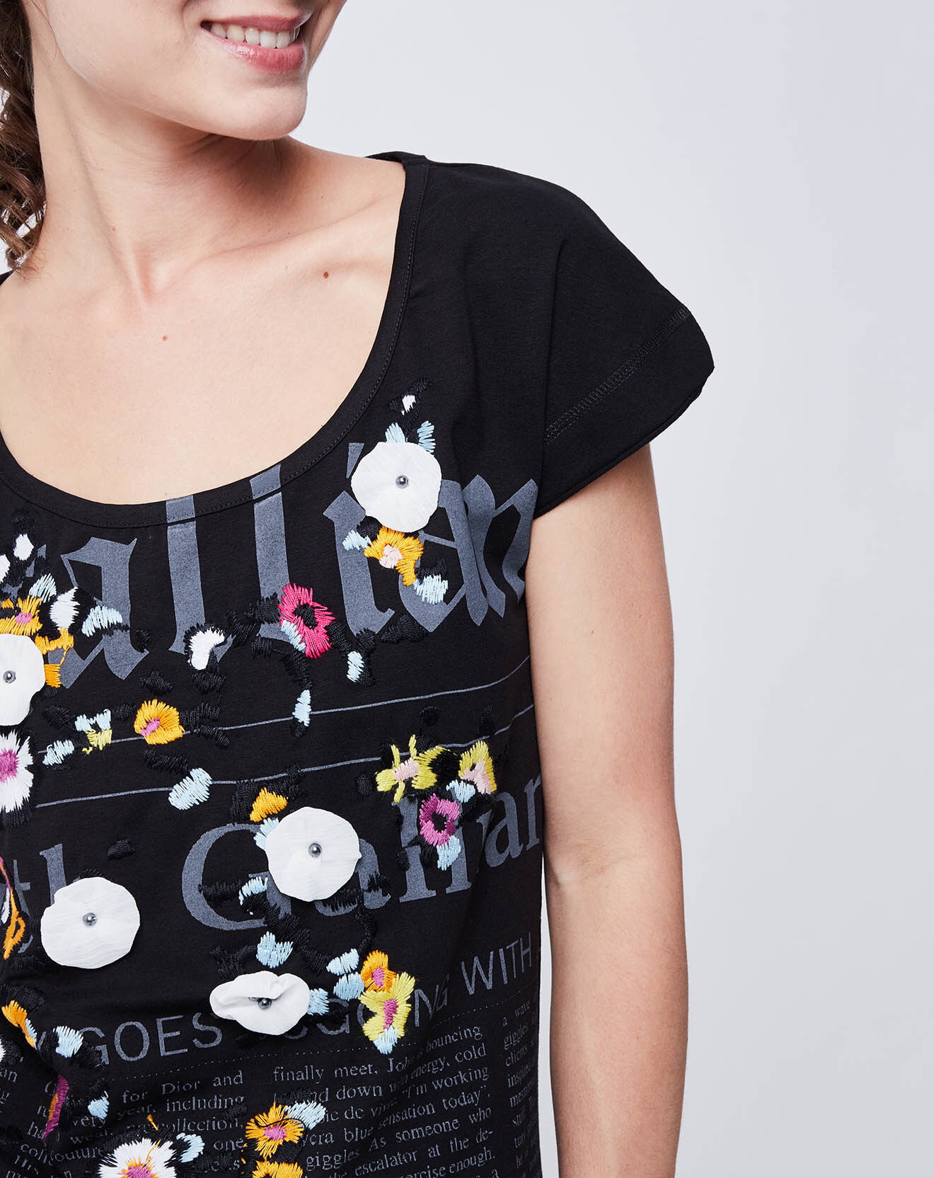 John Galliano T-Shirt imprimé Gazette noir