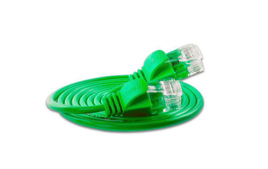 Slimpatchkabel RJ-45 - RJ-45, Cat 6, UTP, 0.5 m, GrünLightpatchkabel rund, ungeschirmtes Twisted-Pair-Kabel (U/UTP) mit Klinkenschutz