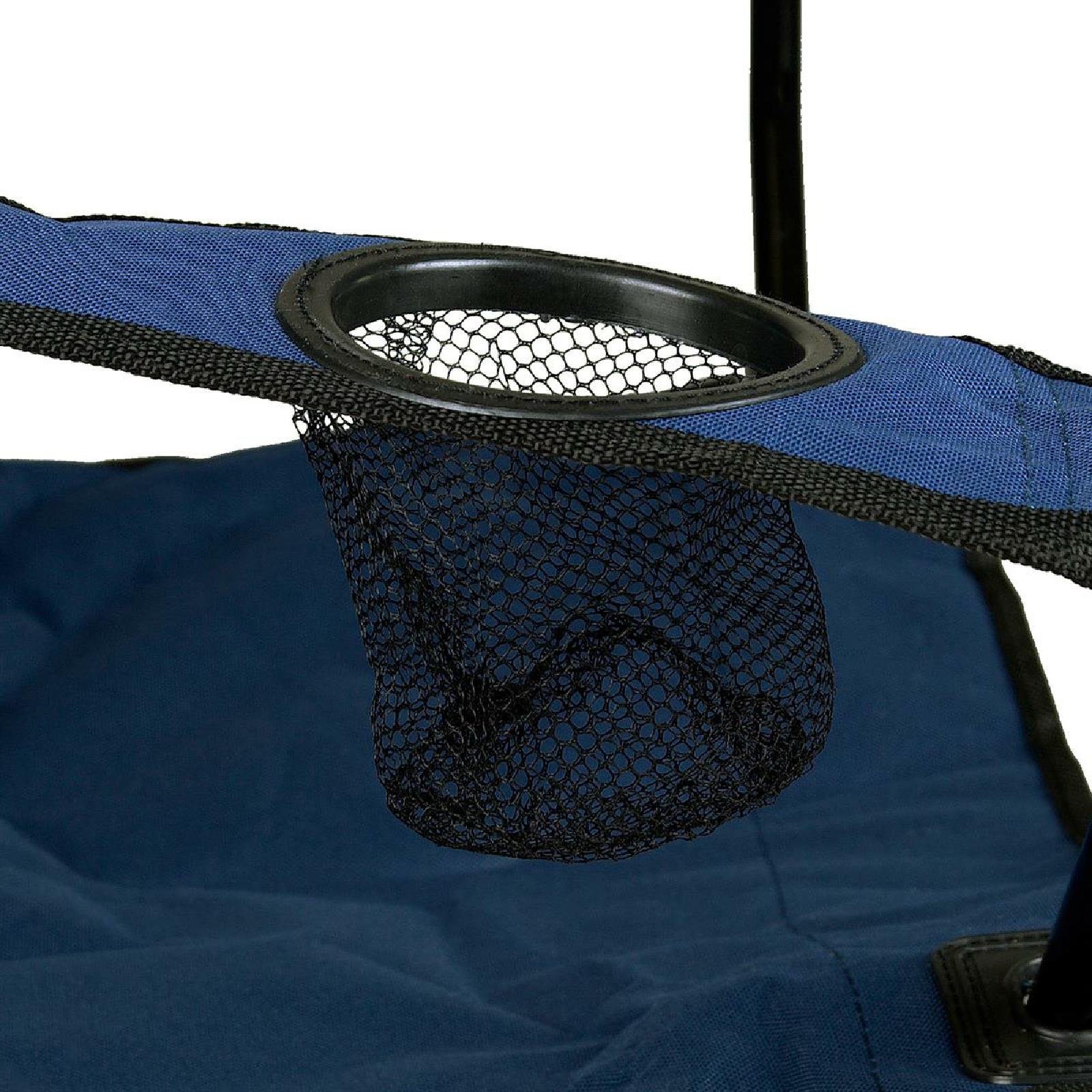 VCM Faltstuhl Campingstuhl mit Armlehne Getränkehalter blau faltbar