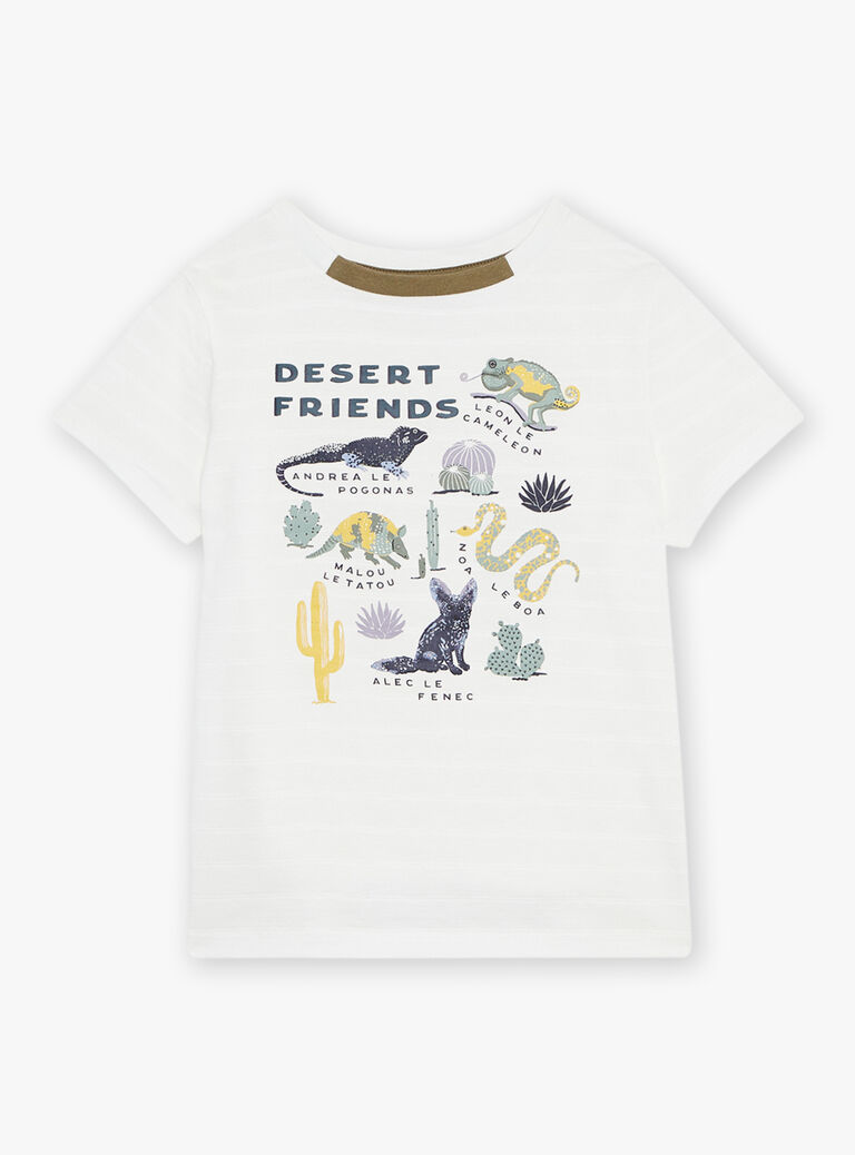 T-shirt écru à motifs animaux et plantes du désert