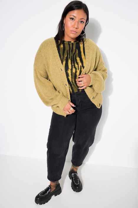 Strickjacke, Oversize Shape, Ballon-Langarm