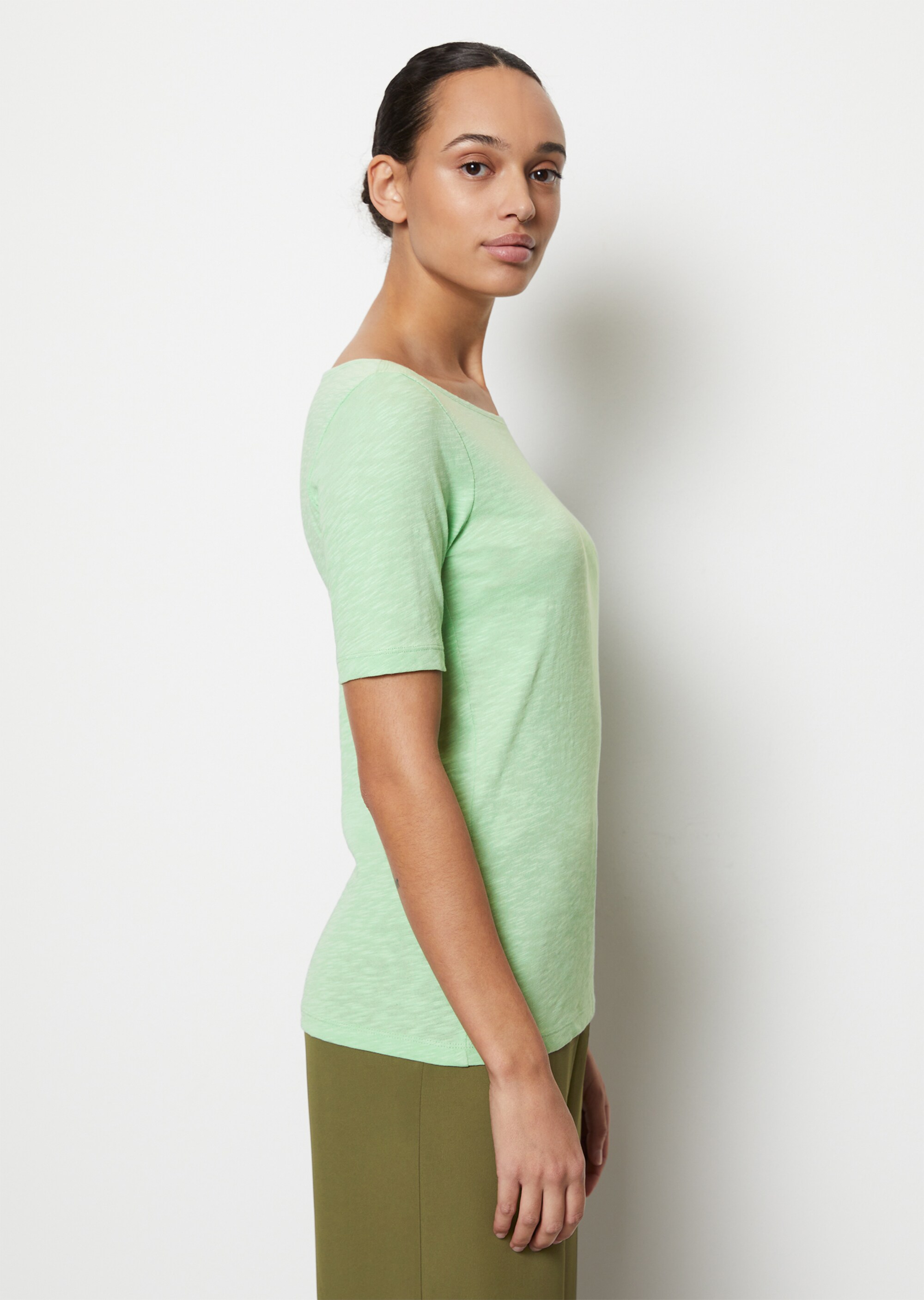 U-Boot-T-Shirt regularaus softem Slub-Jersey