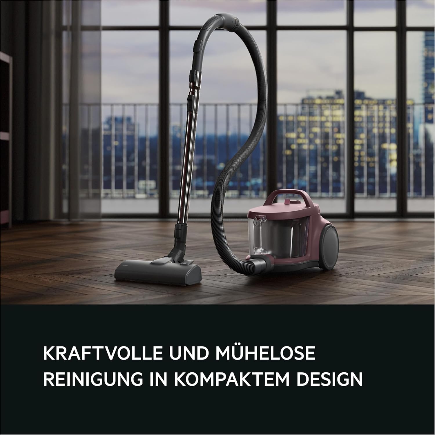 AEG CLEAN 5000 Staubsauger Beutellos, Bodenstaubsauger für alle Bodenbeläge, Zubehör, 1000 Watt, 9m Aktionsradius, 2l Staubbehälter, 60% Recyclingmaterial, Waschbarer HEPA-Filter, Dunkelrot, AL51C1DRF