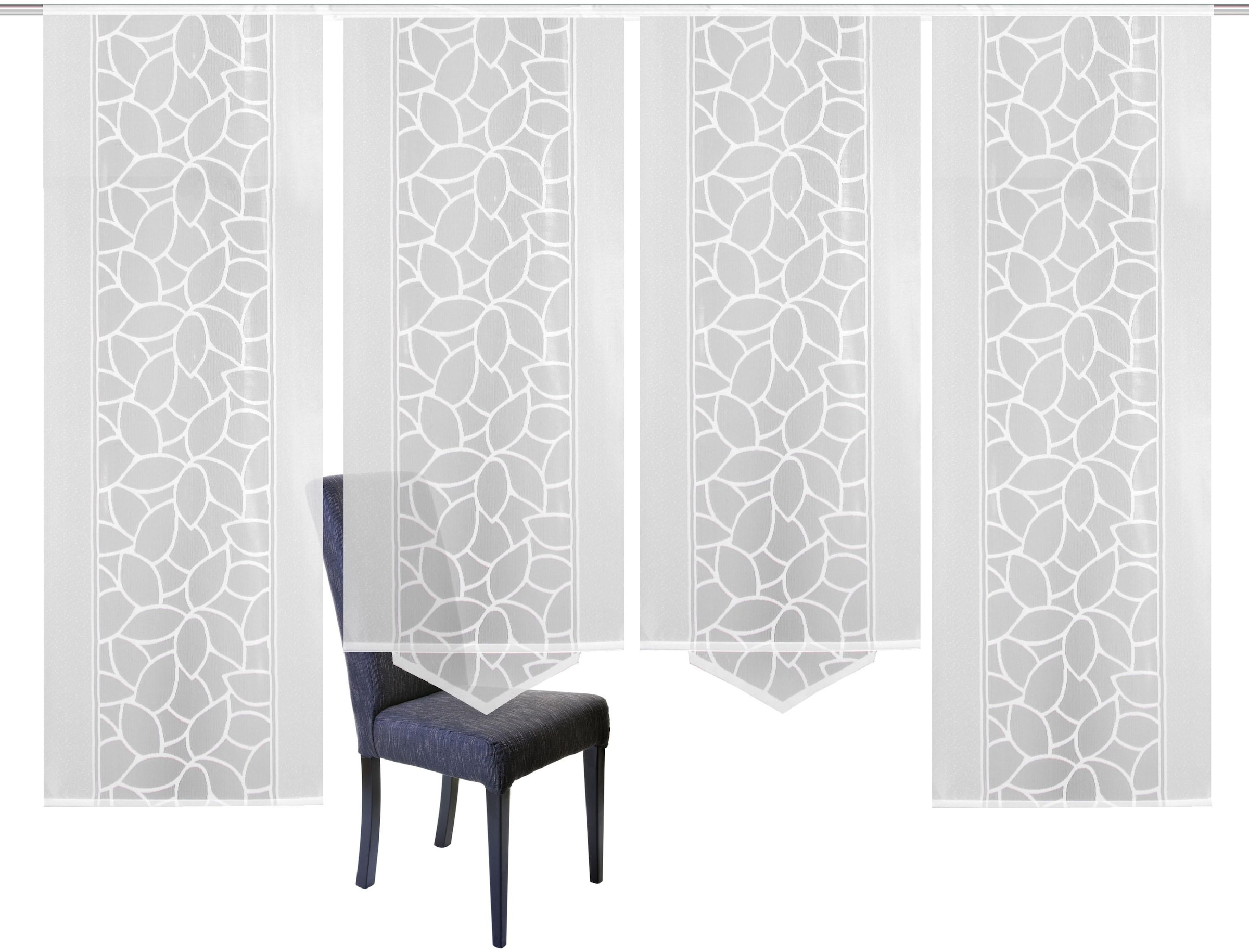 HOME WOHNIDEEN Schiebegardine »JENNA« Klettband 4 Stk. tlg. Schiebevorhang Jacquard Set