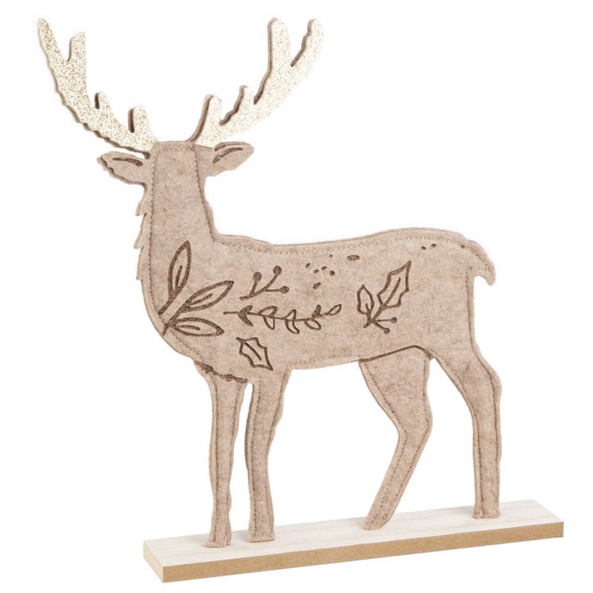 Standdeko Hirsch - Filz und Holz - ca. 28 x 4 x 29 cm - 1 Stück