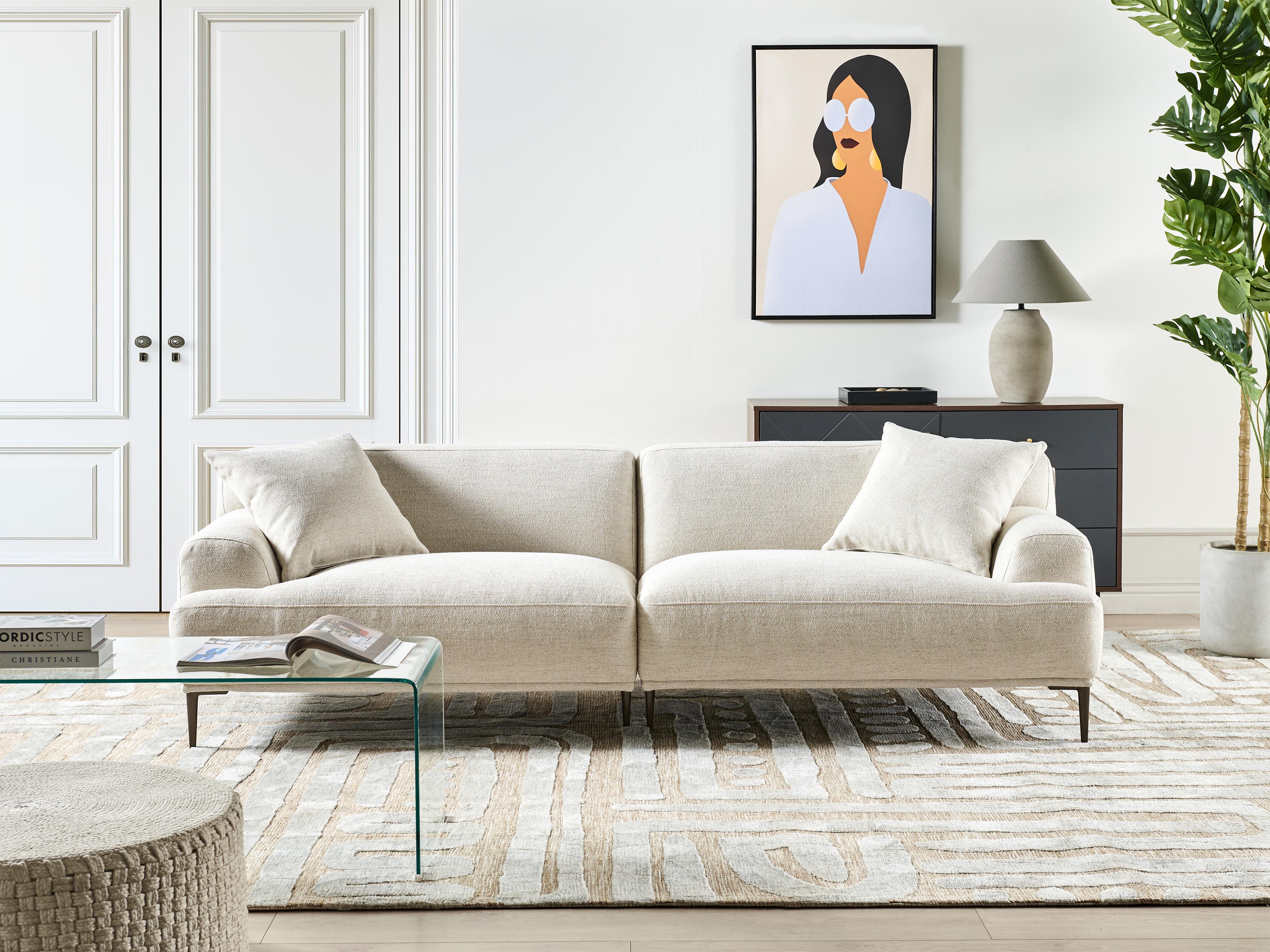Bank 3-zits MATILA Stof Lichtbeige