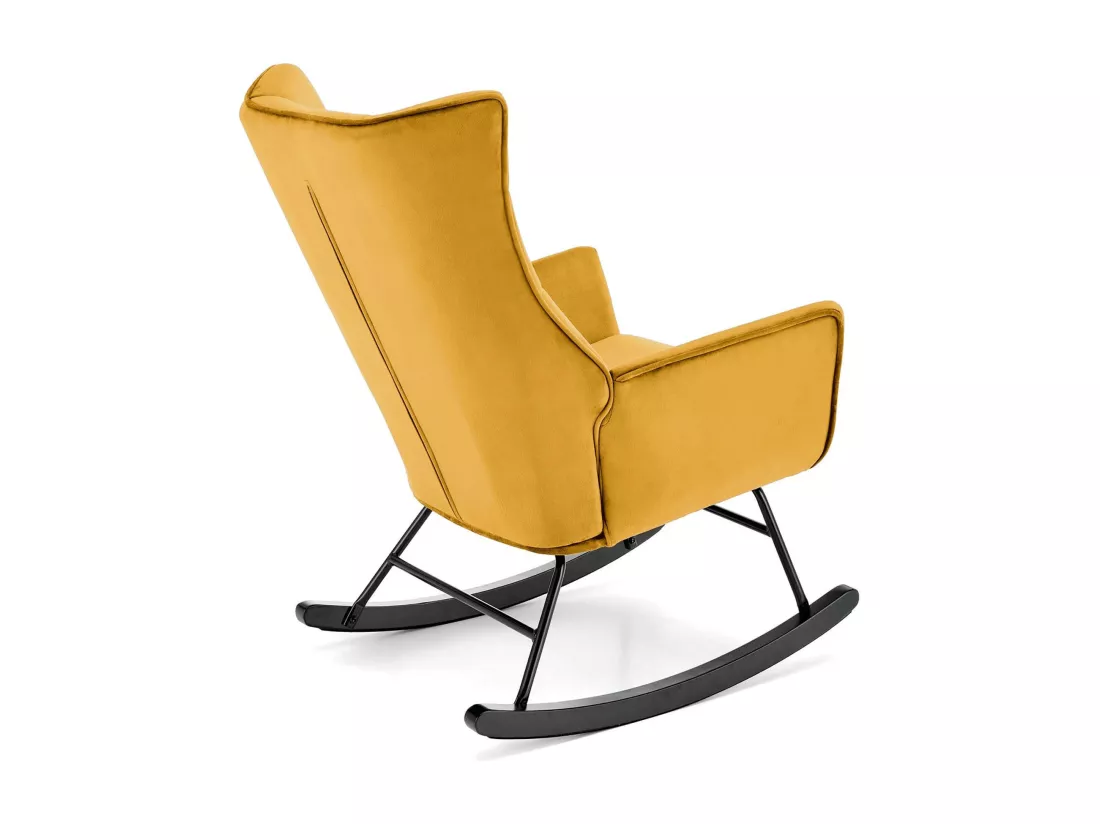 Rocking-chair design en velours jaune moutarde avec accoudoirs Market