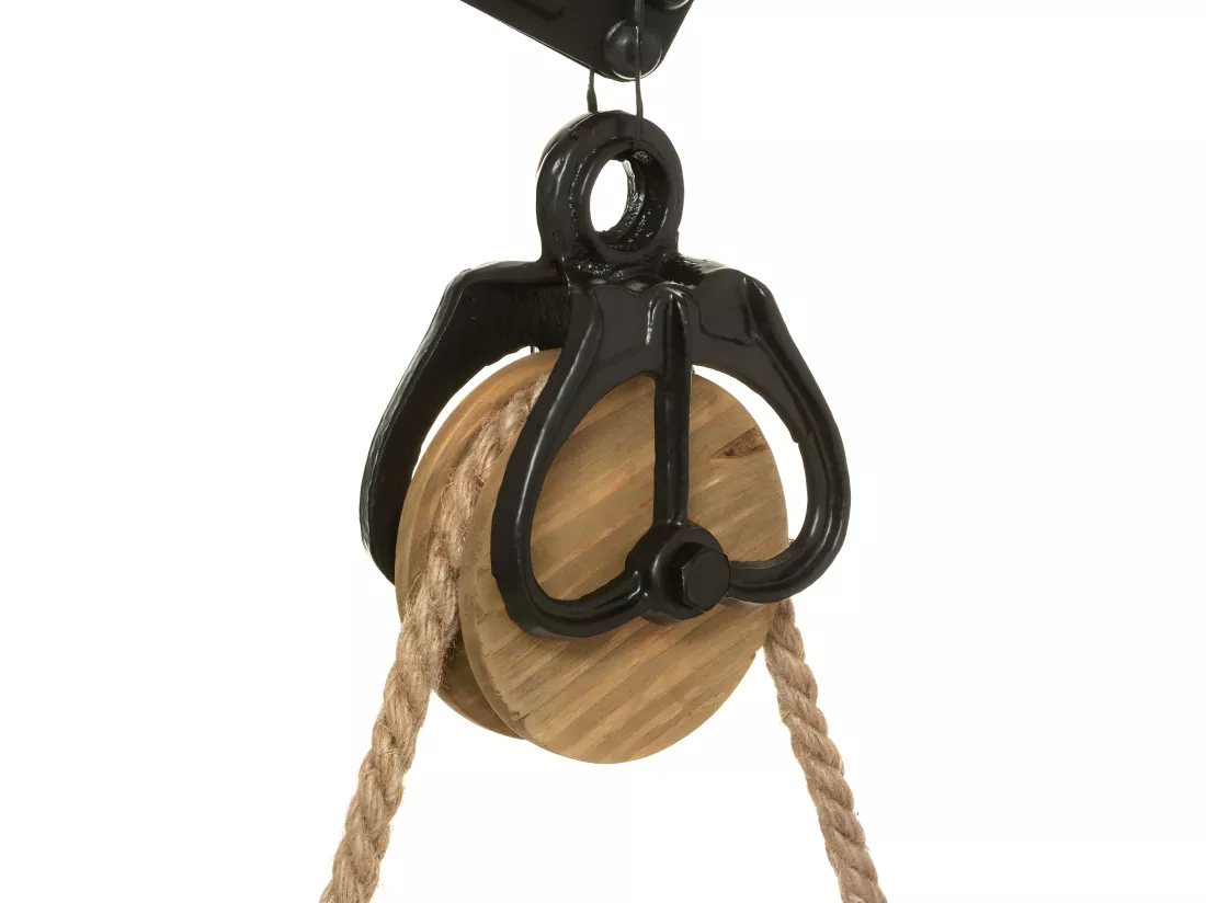 Pendule murale forme poulie en Bois et Métal D 40 cm