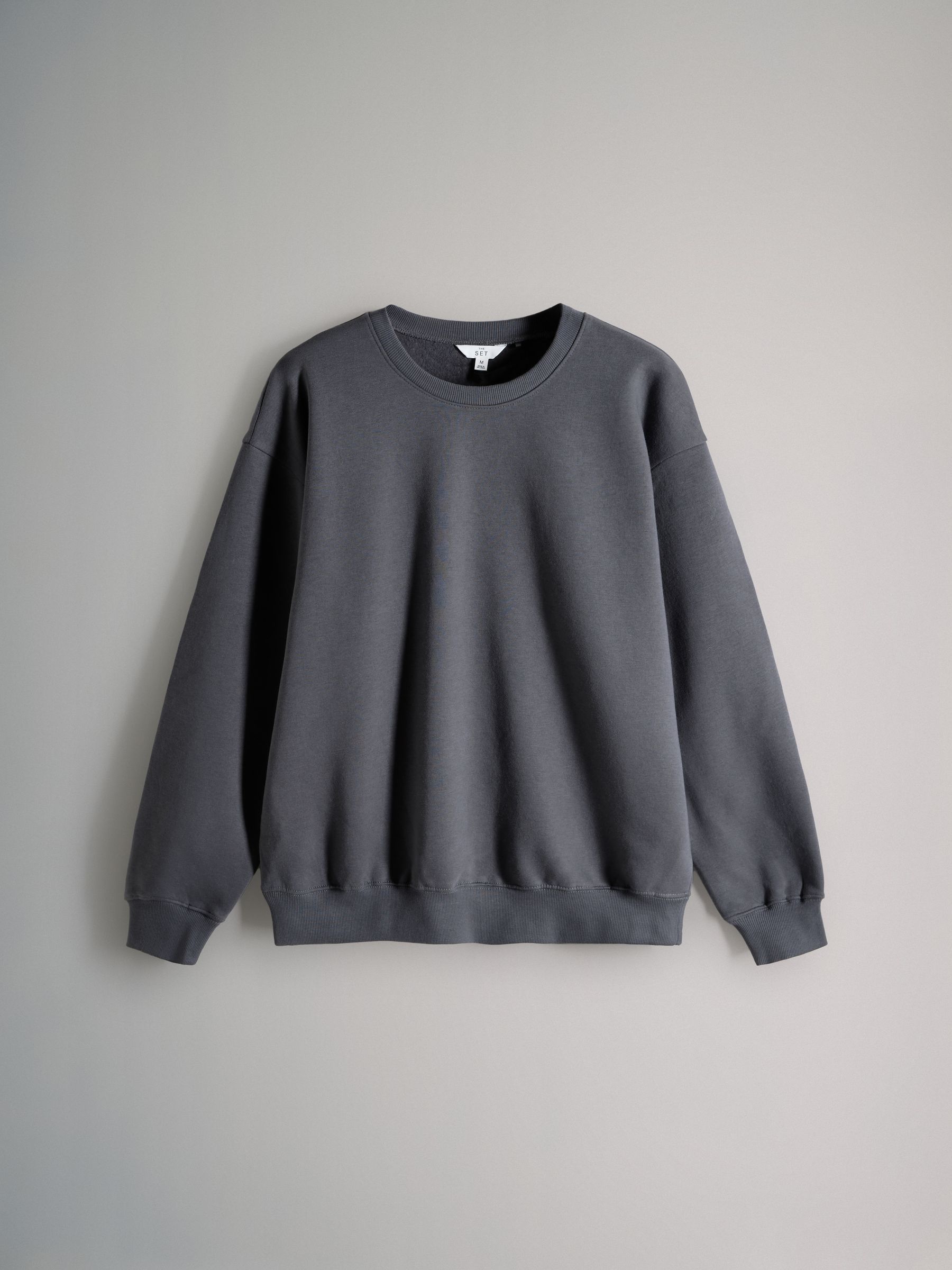Zwart/gemêleerd antracietgrijs - The Set set van 3 ruimvallende sweatshirts met ronde hals
