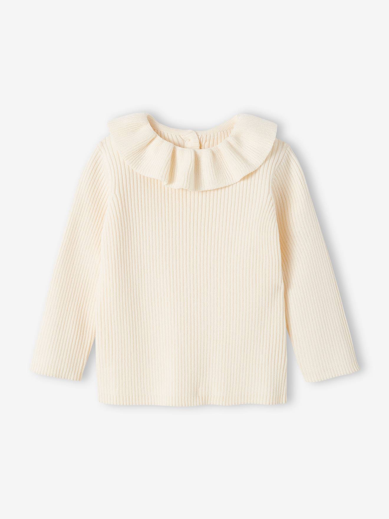 Suéter de bebê com babados, branco-creme