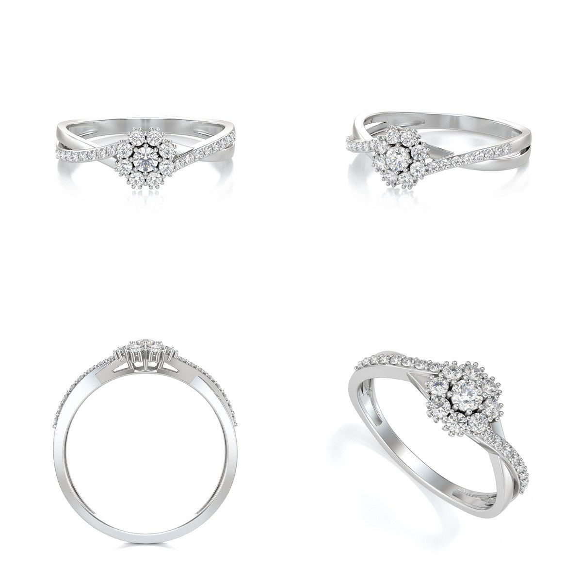 Bague ADEN Or 750 Blanc Diamants 2.02grs